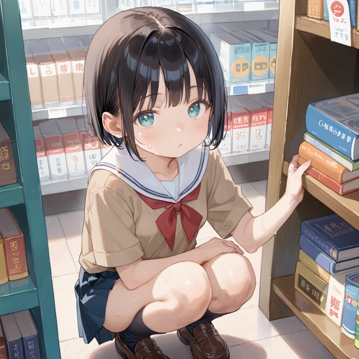 文系つるぺた少女と静かな図書館でヌルヌル中出し性交06 - サンプル画像 3
