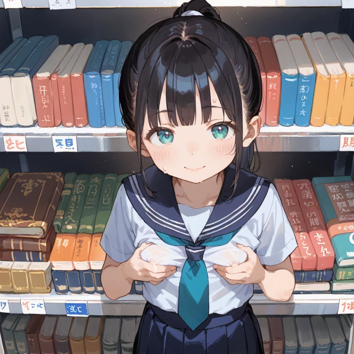 文系つるぺた少女と静かな図書館でヌルヌル中出し性交06 - サンプル画像 4
