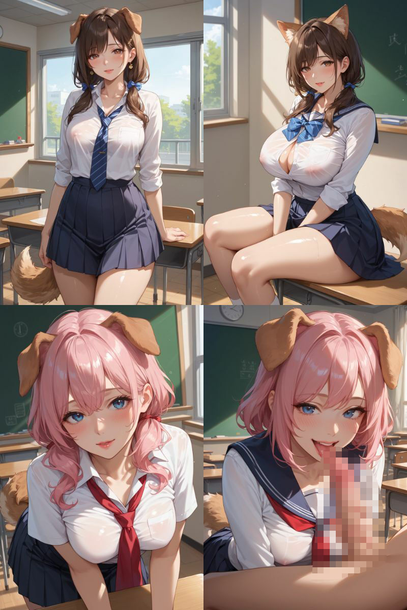 ケモミミ？の楽園  〜あだるとVer〜  いぬ  制服編 - サンプル画像 1