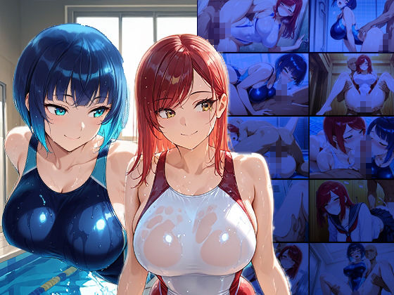 紺髪クール＆赤髪元気娘が水泳部顧問と中出し交尾【4K】【FANZA専売】 - サンプル画像 1