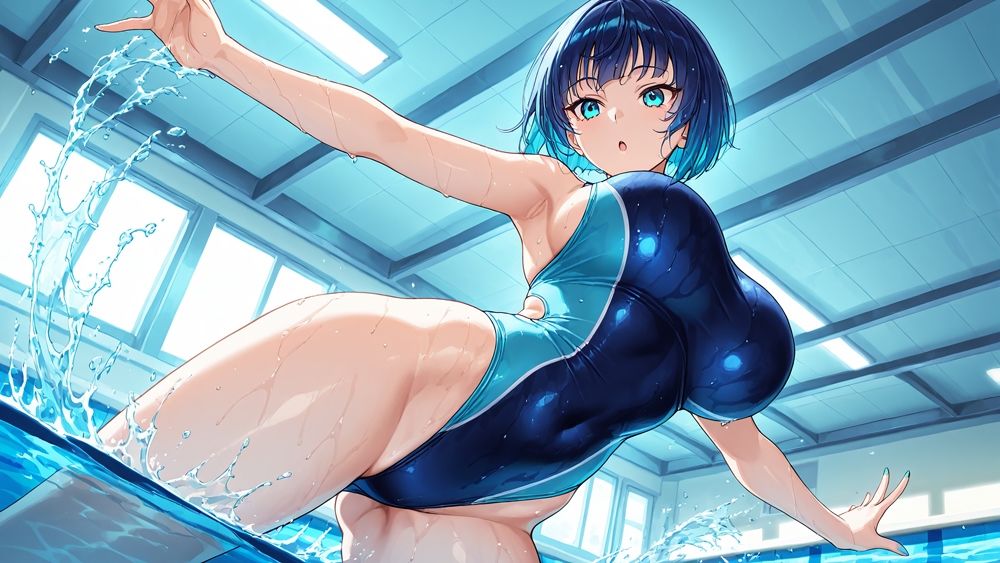紺髪クール＆赤髪元気娘が水泳部顧問と中出し交尾【4K】【FANZA専売】 - サンプル画像 4