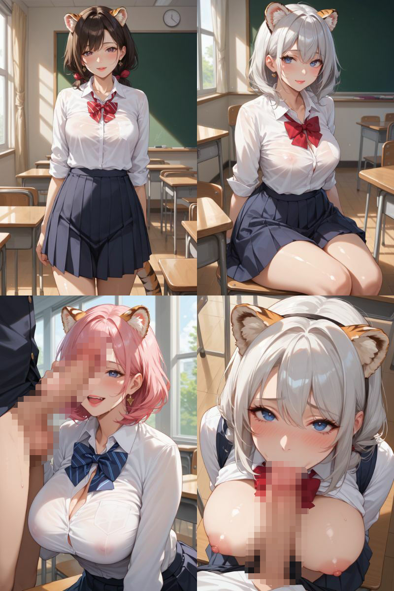 ケモミミ？の楽園  〜あだるとVer〜  とら  制服編 - サンプル画像 1