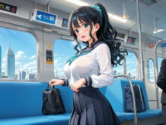 爆乳美女を電車の中で危険日種付けセックス - サンプル画像 1