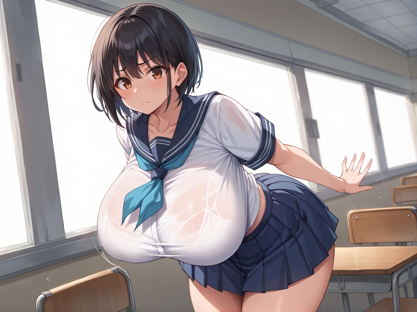 クラスメイトの爆乳委員長を種付け指導 - サンプル画像 5
