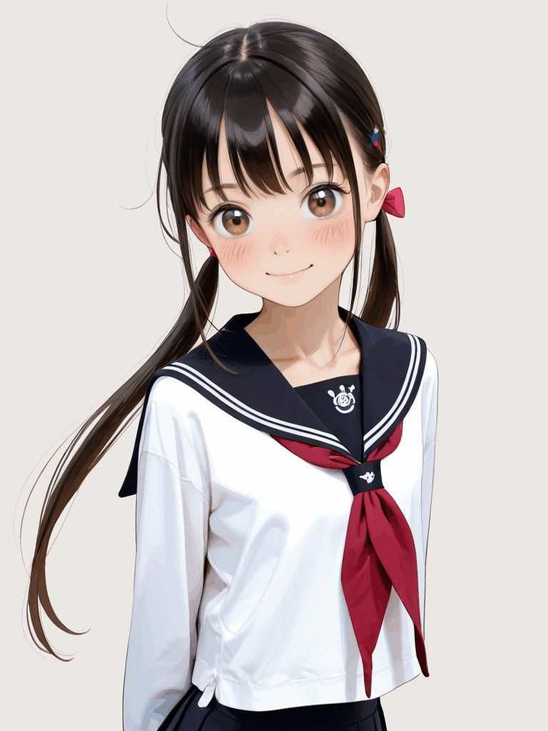 日焼け少女とセーラー服 S - サンプル画像 1
