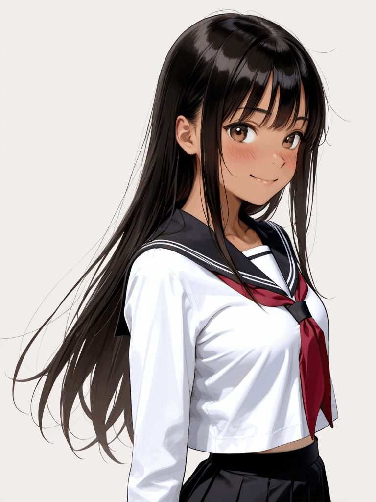 日焼け少女とセーラー服 B - サンプル画像 1