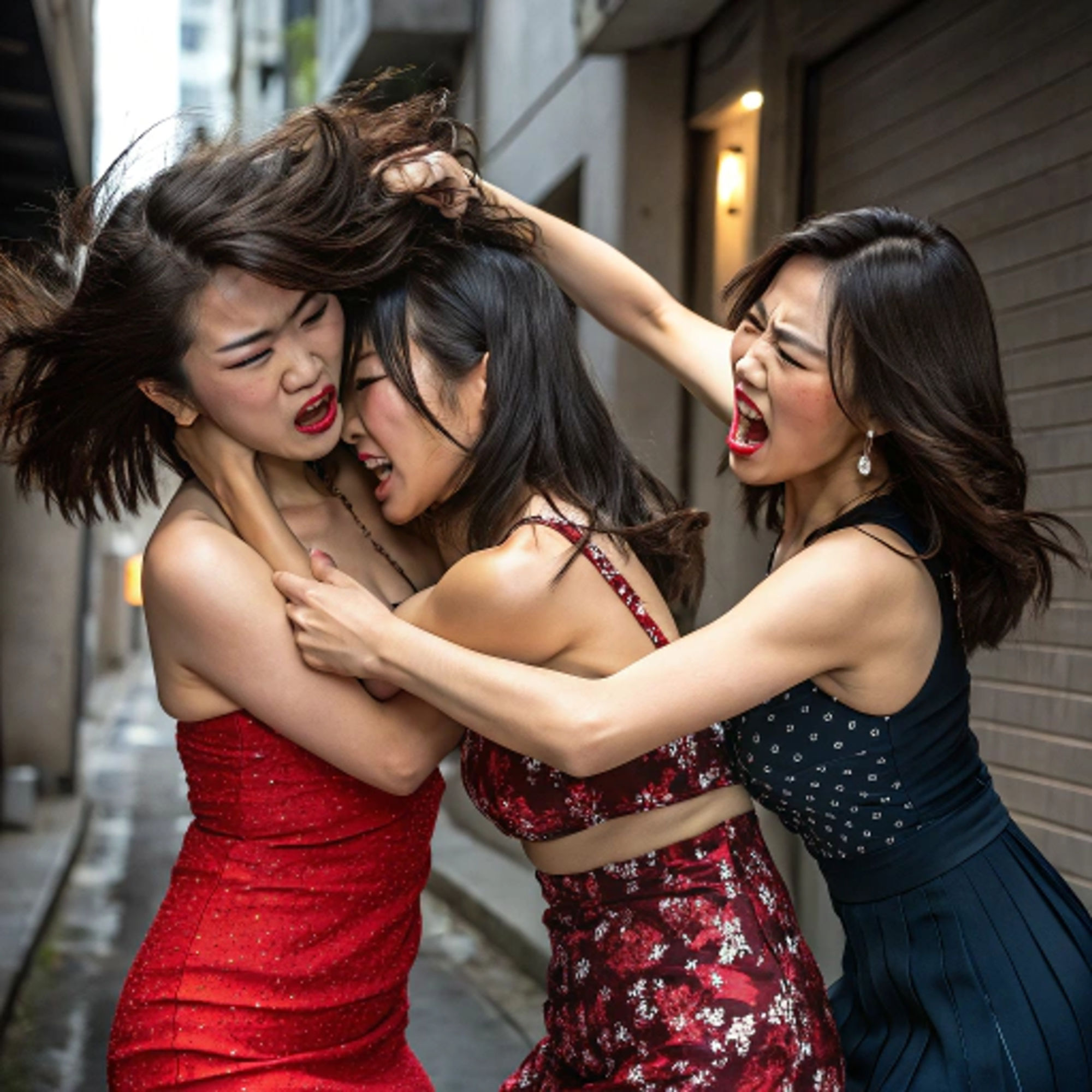 女同士の喧嘩は美しい キャットファイト Catfight レズビアン レズビアンバトル 百合 AI写真集、AI動画集  2 - サンプル画像 1