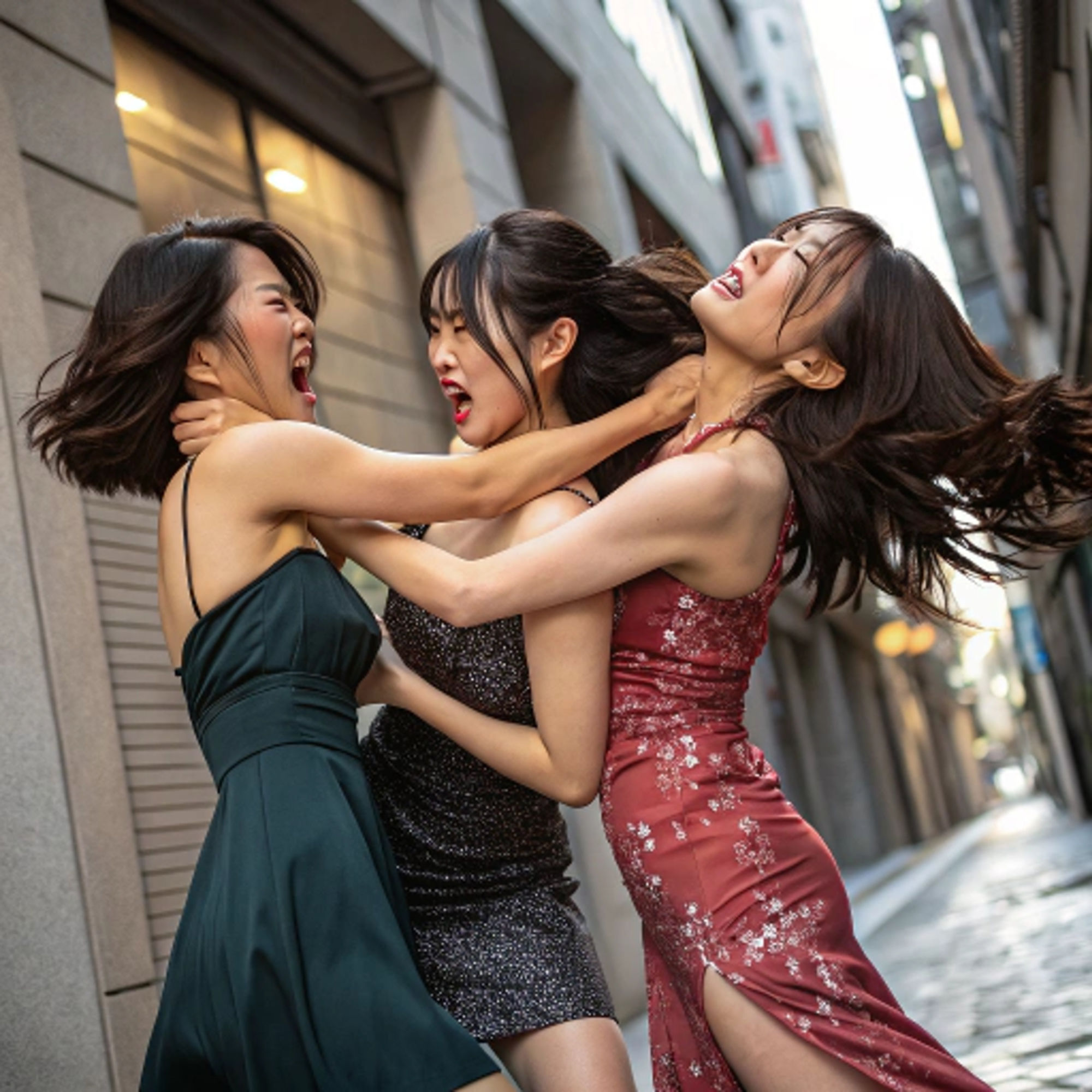 女同士の喧嘩は美しい キャットファイト Catfight レズビアン レズビアンバトル 百合 AI写真集、AI動画集  2 - サンプル画像 2
