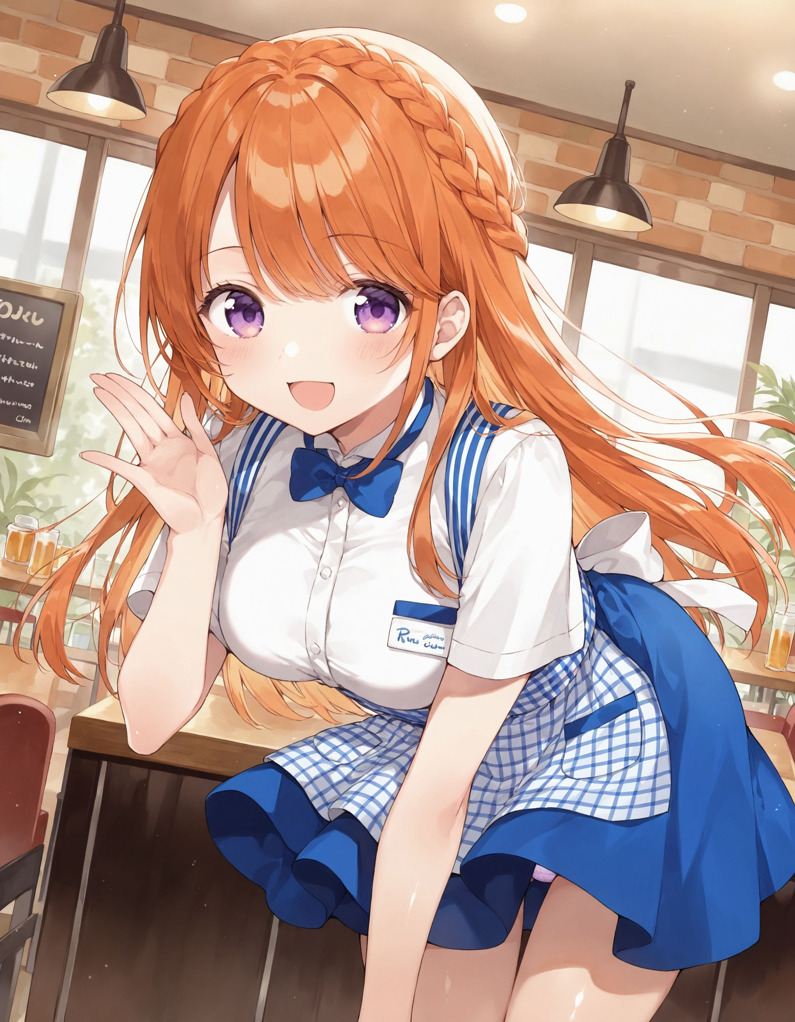 ウェイトレスの前かがみパンチラ - サンプル画像 1