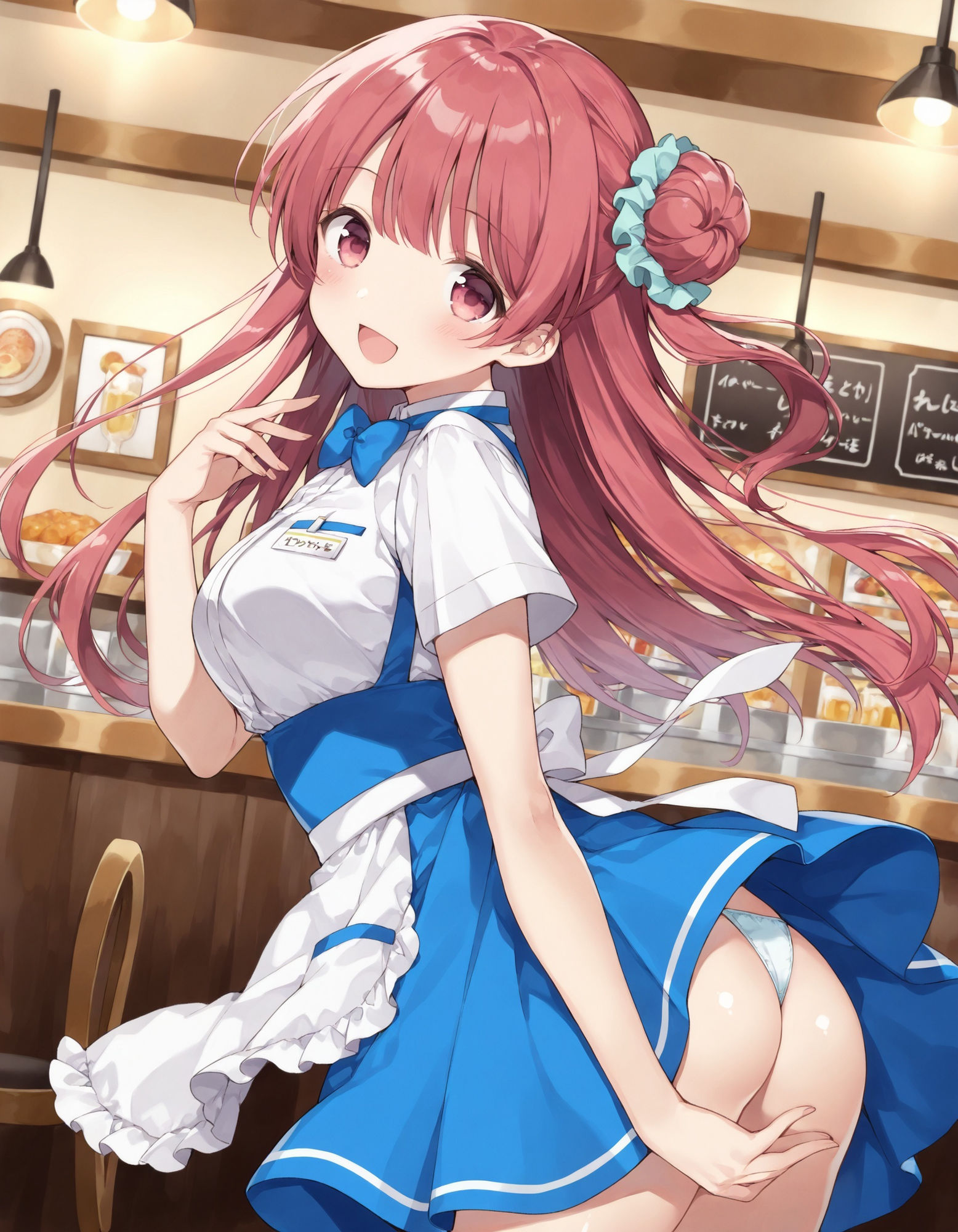 ウェイトレスの前かがみパンチラ - サンプル画像 8