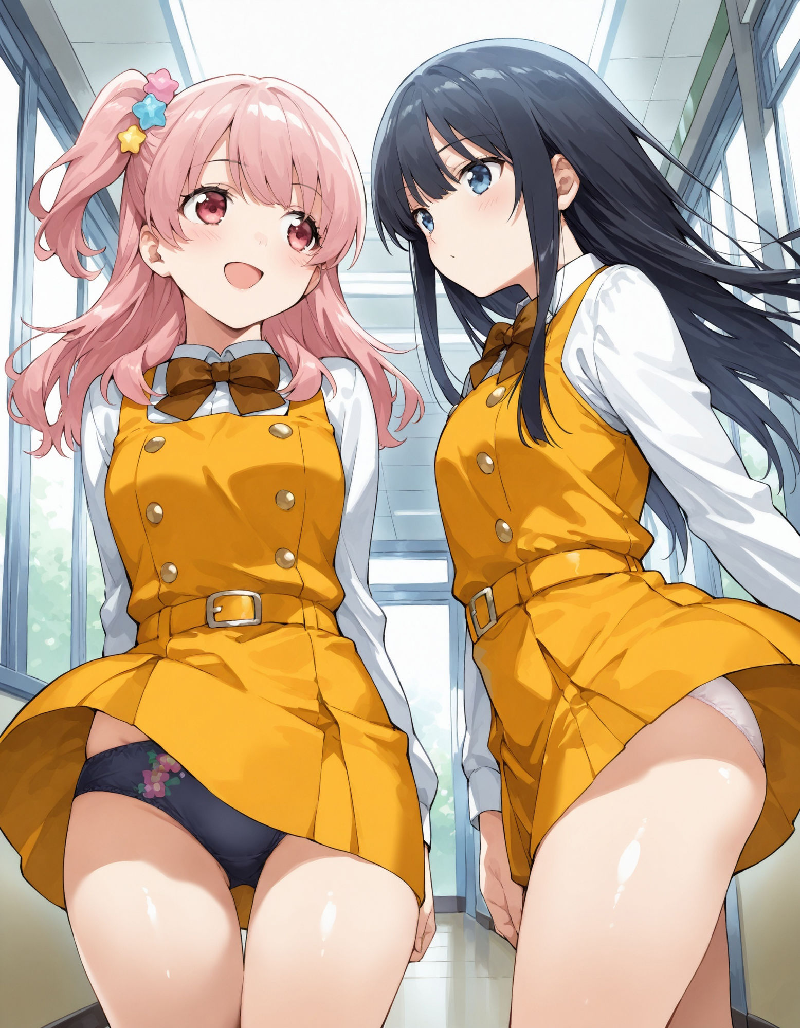 制服女子の風チラ4 - サンプル画像 1