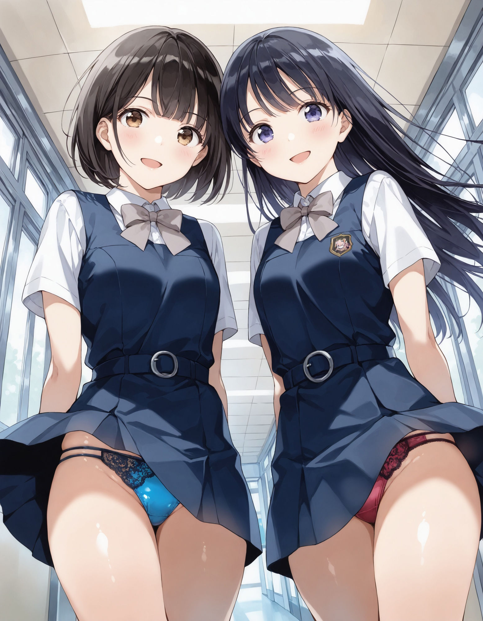 制服女子の風チラ4 - サンプル画像 4