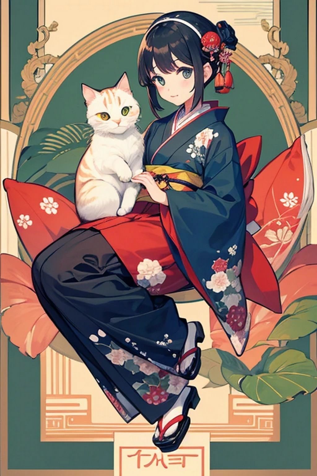 猫が大好き！猫とねこ耳娘と着物 - サンプル画像 4
