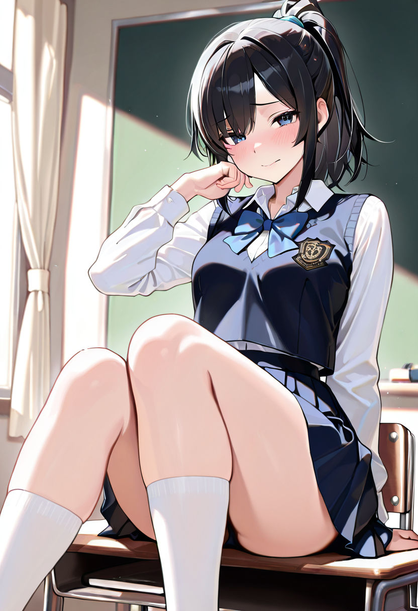 黒髪ポニーテールの彼女が誘うとき - サンプル画像 1