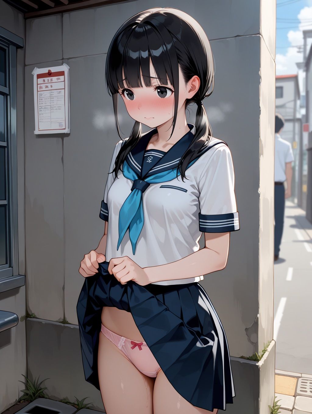 ウブな田舎娘に青姦中出し - サンプル画像 1