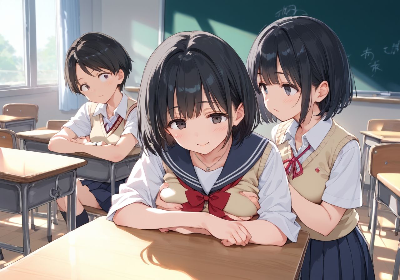 つるぺた女子校生の乱交サークル - サンプル画像 1