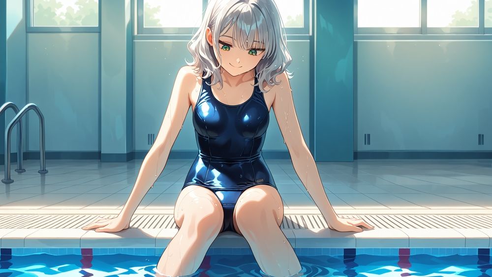 【4K】【FANZA専売】爆乳スク水美少女がコーチと放課後のプールで秘密特訓 - サンプル画像 5