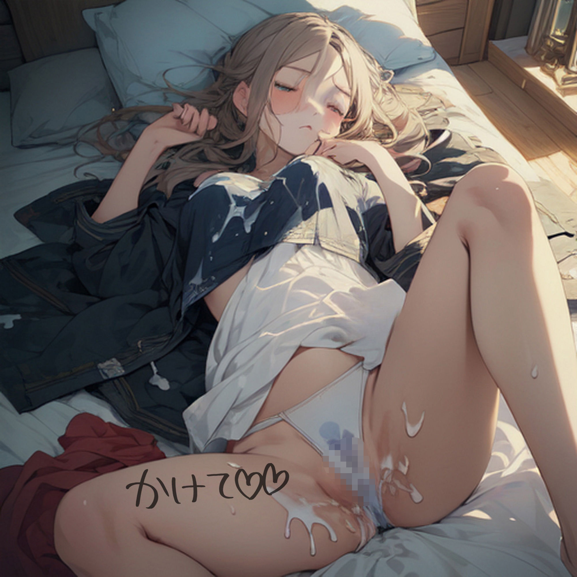ベットでぶっかけハプニング - サンプル画像 5
