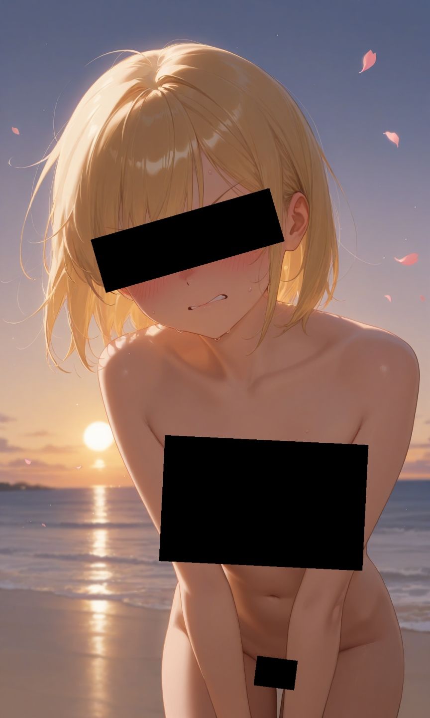 金髪貧乳美少女のえっちな写真集vol.20〜春の風の強い夕方の海編〜 - サンプル画像 2
