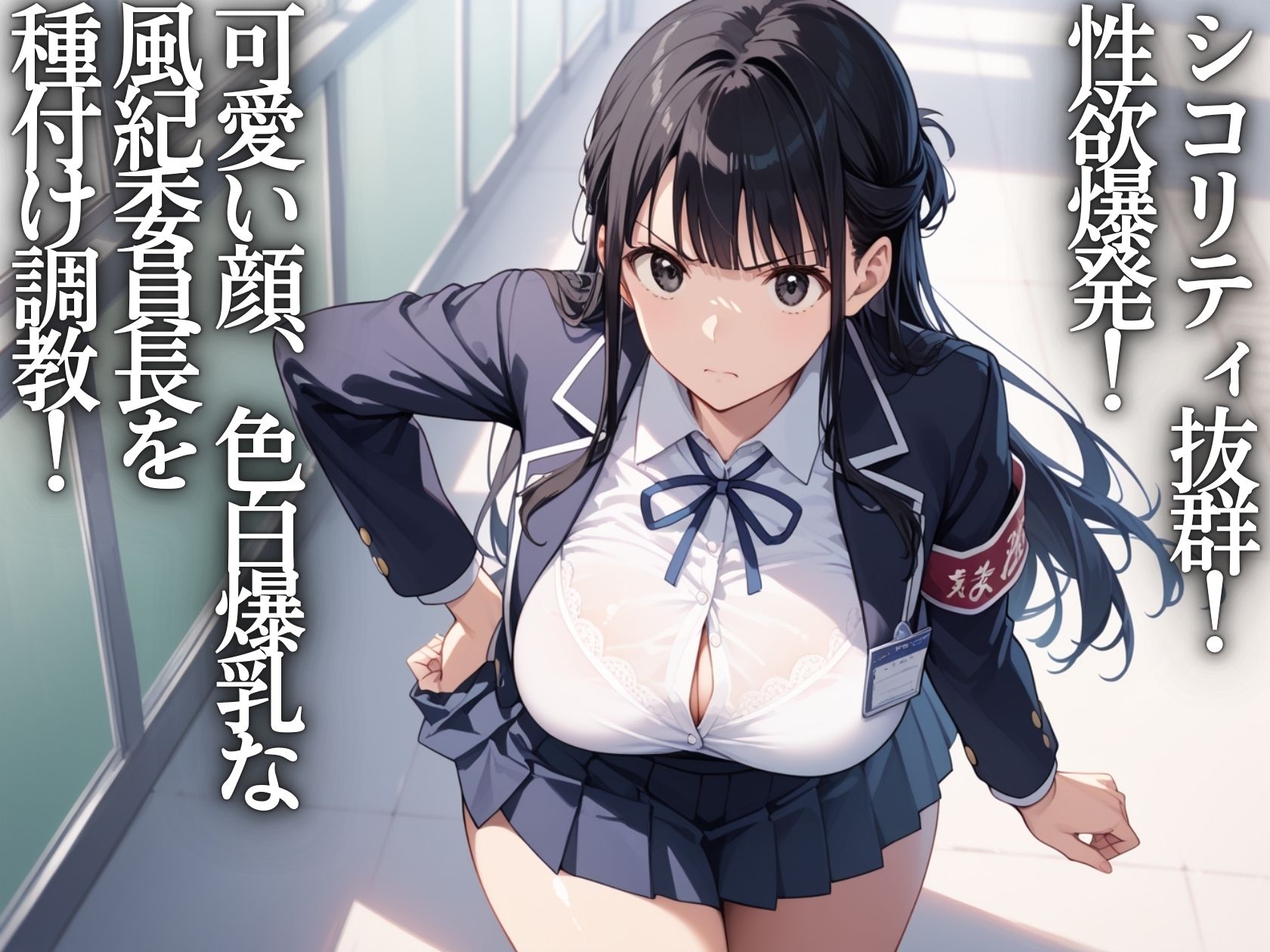陵●学園〜洗脳性教育で爆乳風紀委員長を逆取り締まりSEX - サンプル画像 1