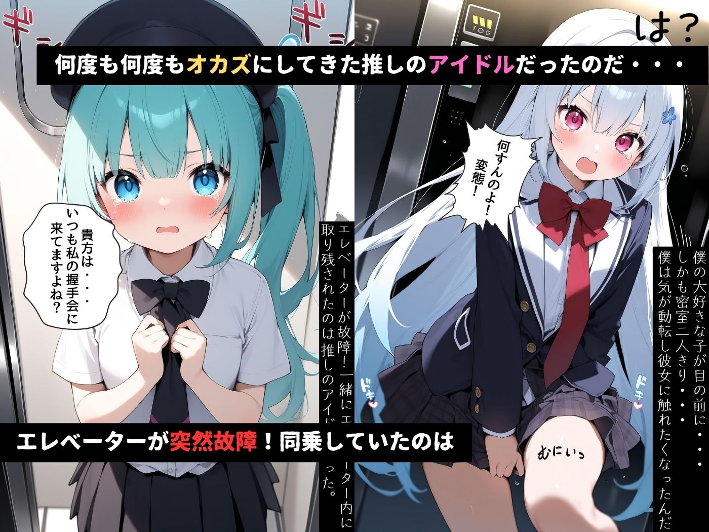 エレベーターが故障！同乗していたのは推しのアイドルだったんだ。 - サンプル画像 1