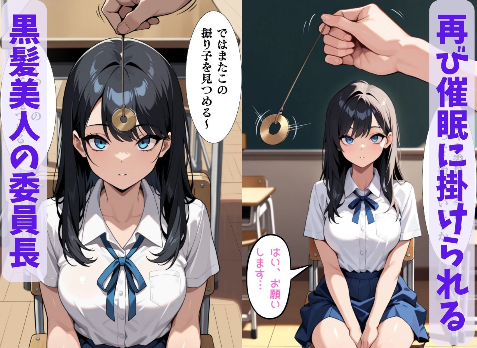 委員長は僕の催◯ドール2  時間停止・無意識プレイ編  〜トランス暗示で言いなりの操り人形にマインドコントロール〜 - サンプル画像 1