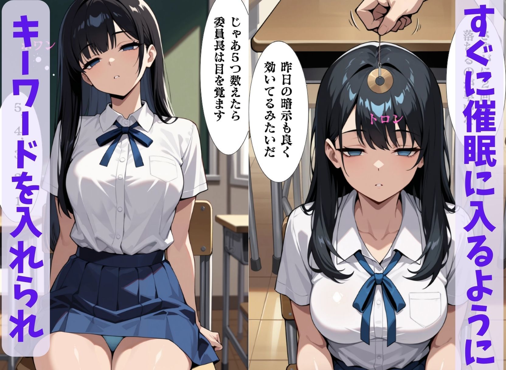 委員長は僕の催◯ドール2  時間停止・無意識プレイ編  〜トランス暗示で言いなりの操り人形にマインドコントロール〜 - サンプル画像 2