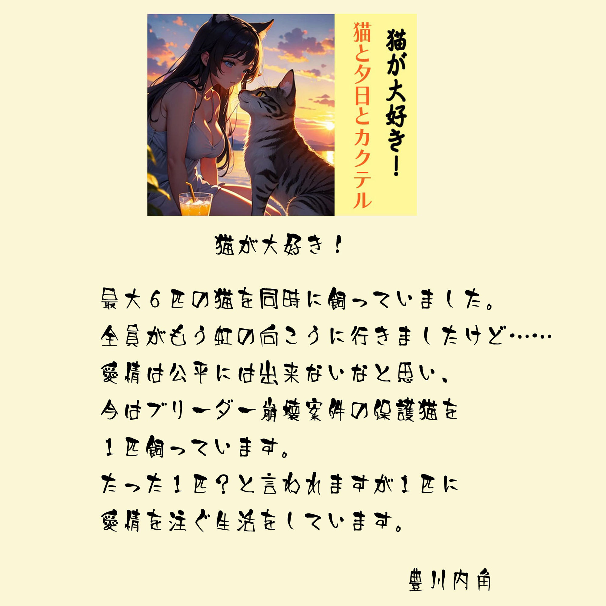 猫が大好き！猫と夕日とカクテル - サンプル画像 1