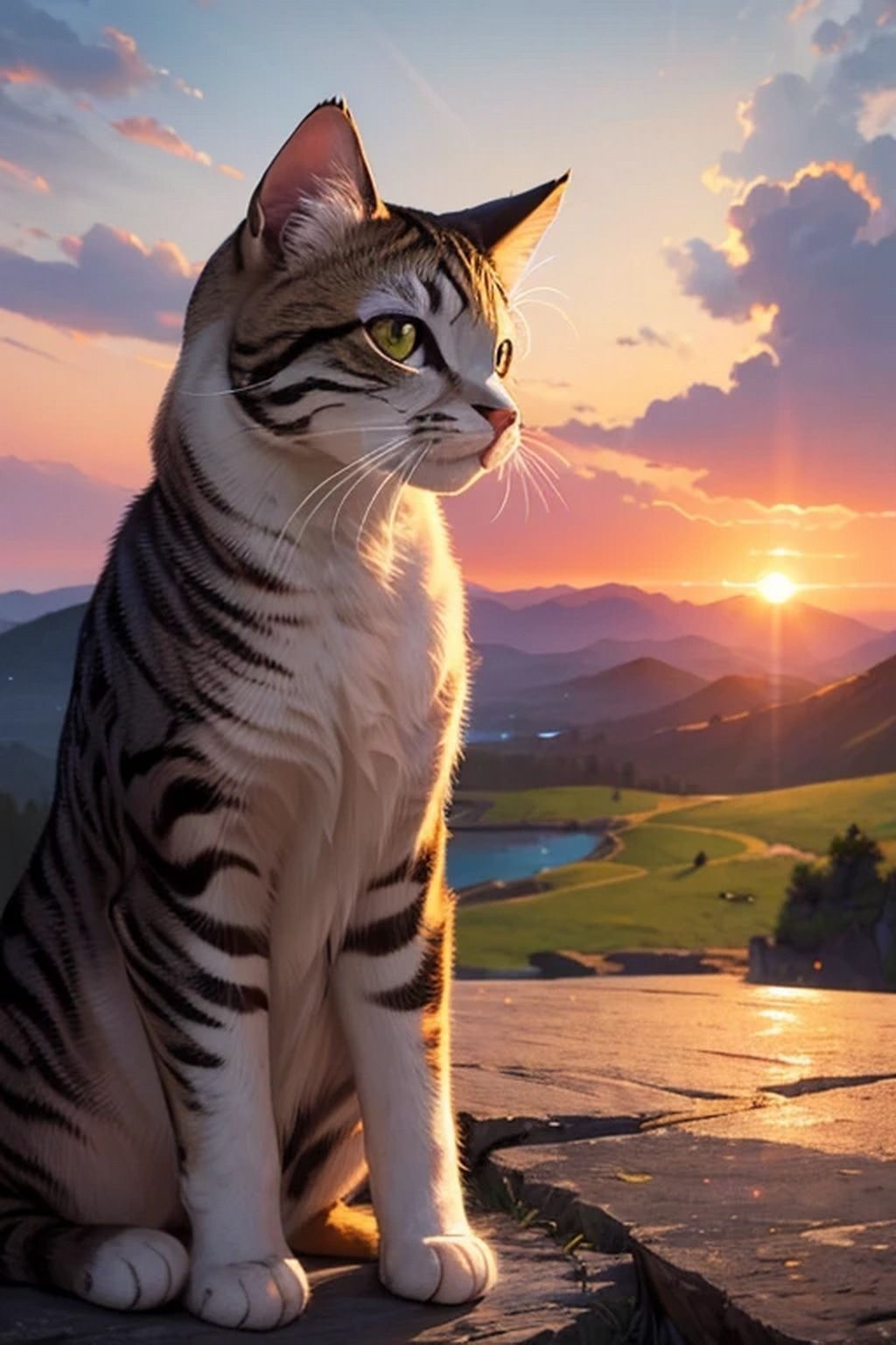 猫が大好き！猫と夕日とカクテル - サンプル画像 2