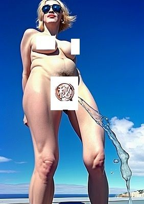 失禁写真アート:開放感、快晴、芸術的快尿、屋外全裸金髪女の立ち小便、あーすっきりした、やったった。 - サンプル画像 3