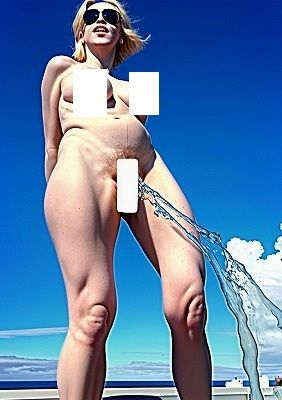 失禁写真アート:開放感、快晴、芸術的快尿、屋外全裸金髪女の立ち小便、あーすっきりした、やったった。 - サンプル画像 8