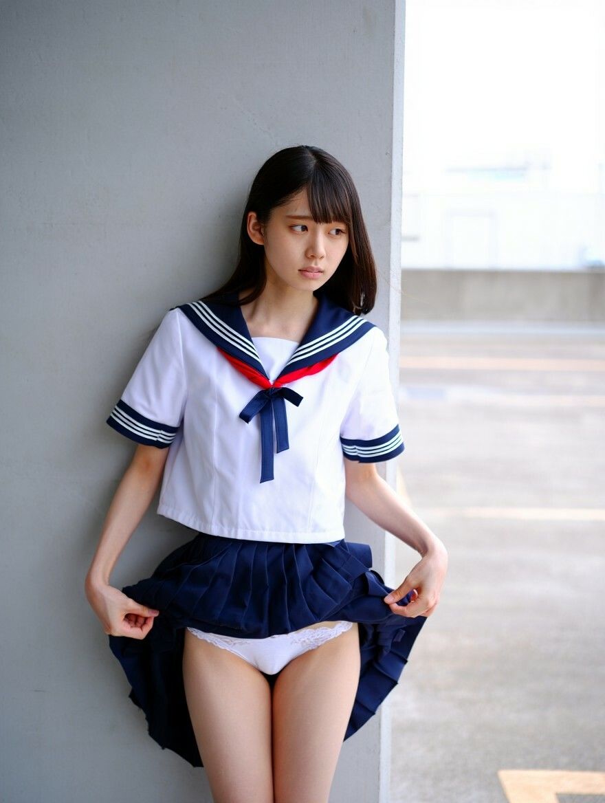 セーラー服のスカートの中 - サンプル画像 1