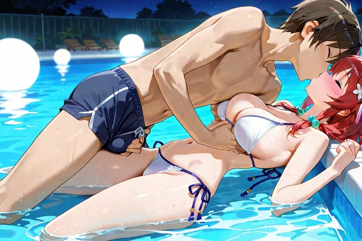 ナイトプールで始まる夜  濡れた素肌、甘いキス、加速する夜 - サンプル画像 5