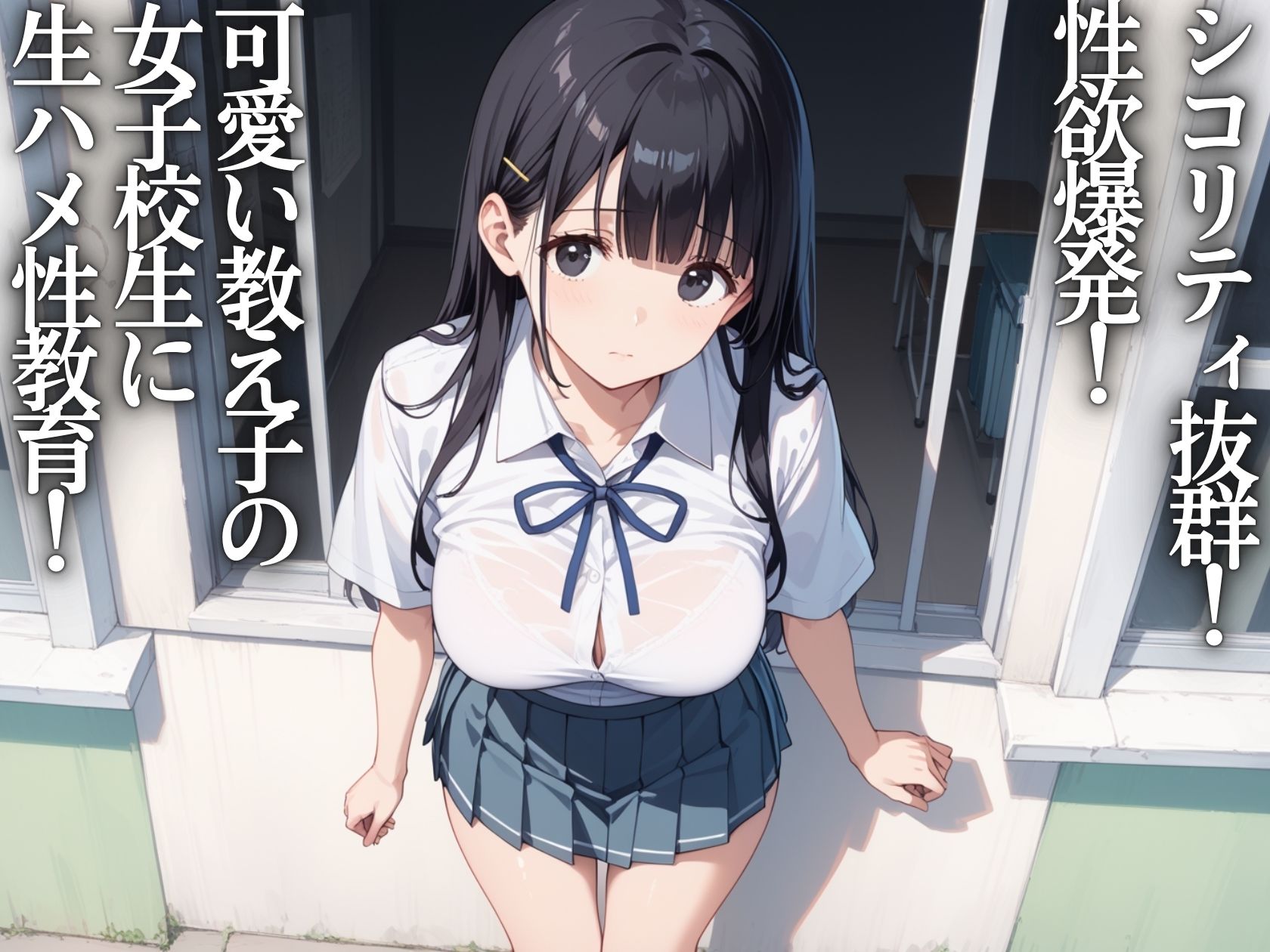 淫乱学園〜教え子の黒髪清楚JKを種付けプレス - サンプル画像 1