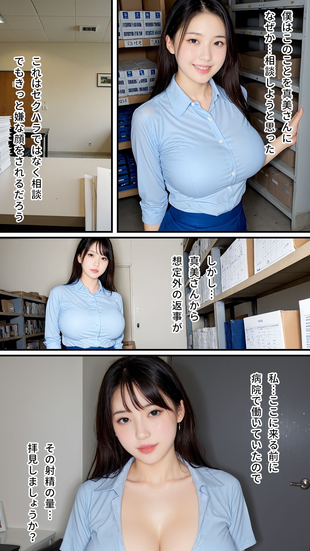 パート主婦に倉庫でこっそりザーメンぶっかけ｜顔射・着衣・全身におねだりNTR大量射精｜卑猥モザイク仕様｜最上級AI生成リアル実写系 - サンプル画像 2