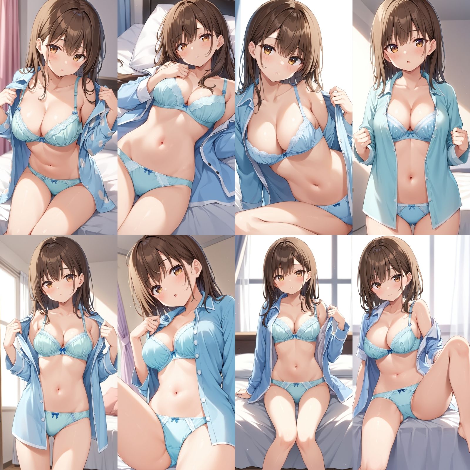 パジャマを脱いで誘惑してくる彼女【500枚】 - サンプル画像 1