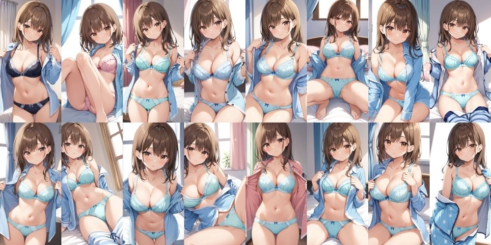 パジャマを脱いで誘惑してくる彼女【500枚】 - サンプル画像 4