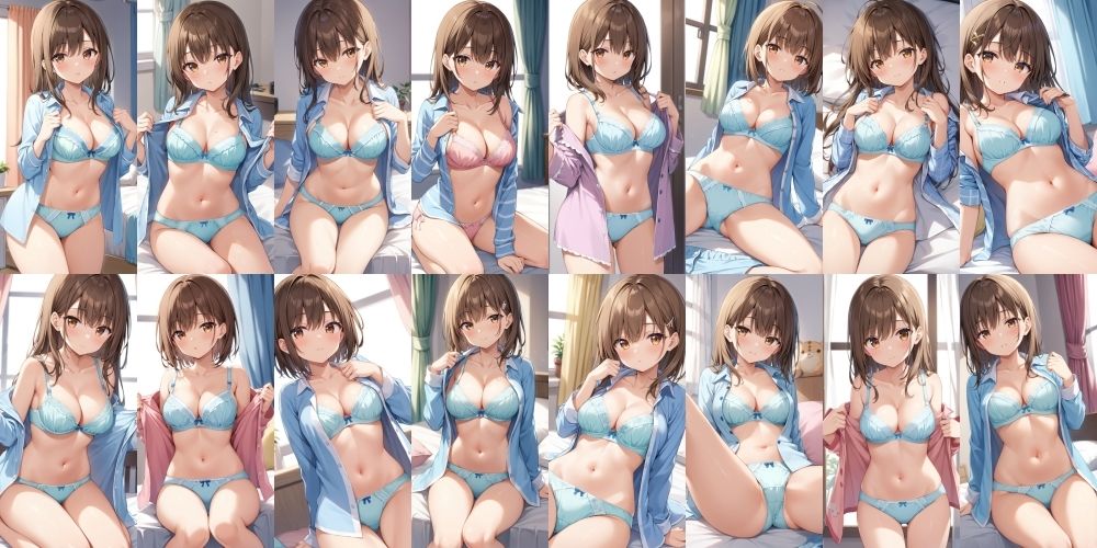 パジャマを脱いで誘惑してくる彼女【500枚】 - サンプル画像 5