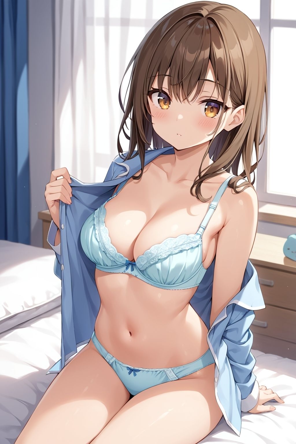 パジャマを脱いで誘惑してくる彼女【500枚】 - サンプル画像 9