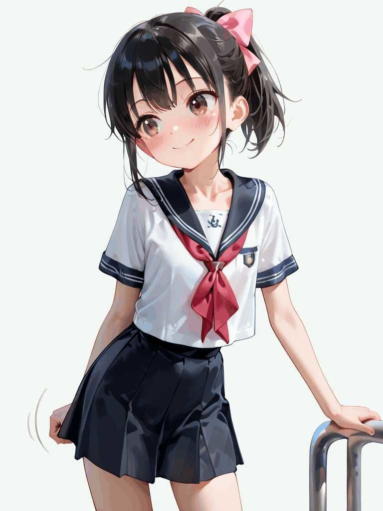 ポニーテールとセーラー服 S - サンプル画像 1