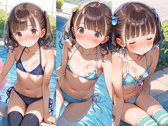 プールサイドで性指導  水着のちっぱいを食べまくる - サンプル画像 5