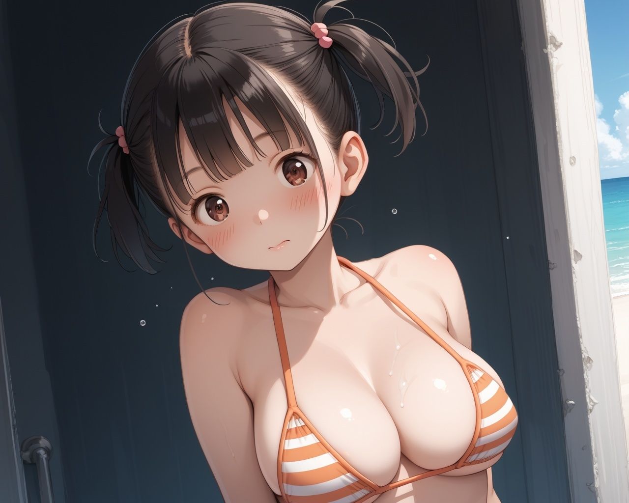 巨乳ロリ卑猥温泉 水着孕ませプレイ - サンプル画像 3