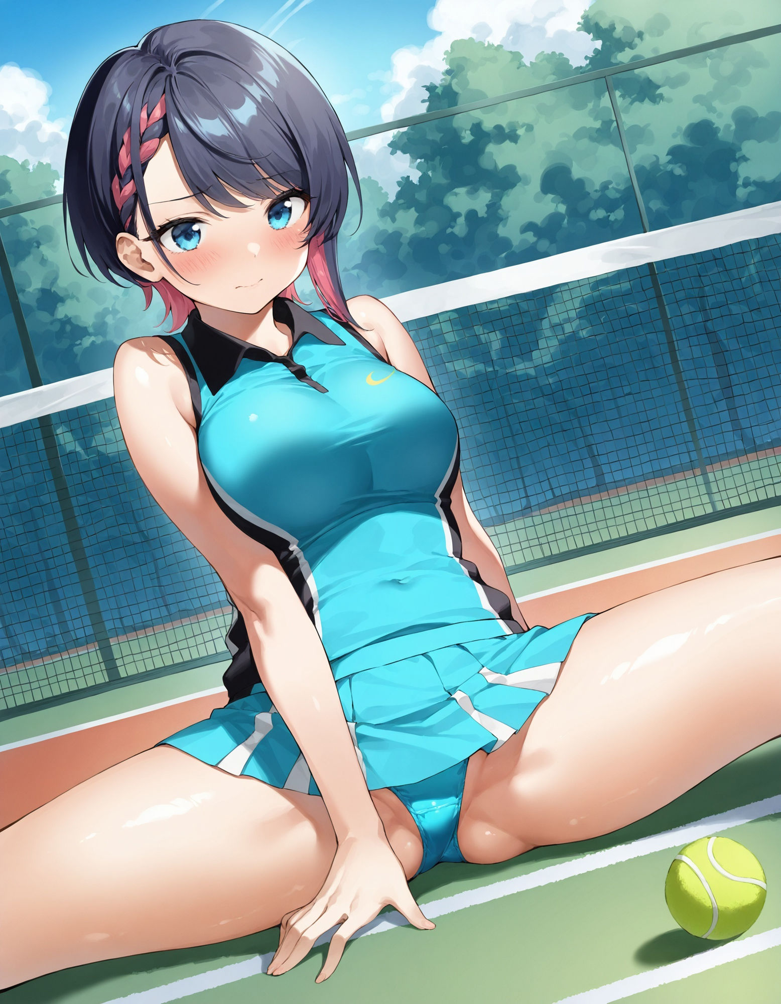 テニスウェアで開脚パンチラ - サンプル画像 4