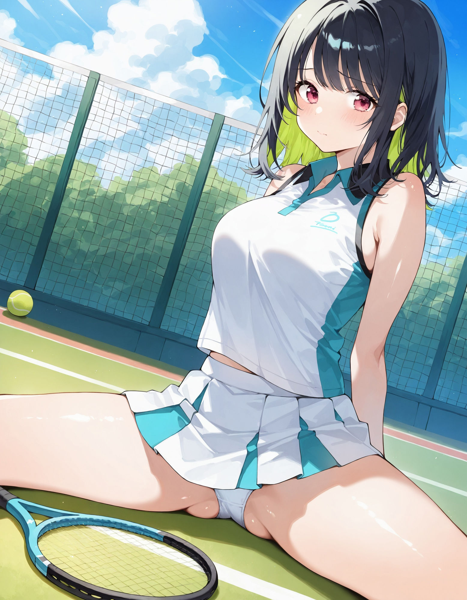 テニスウェアで開脚パンチラ - サンプル画像 7
