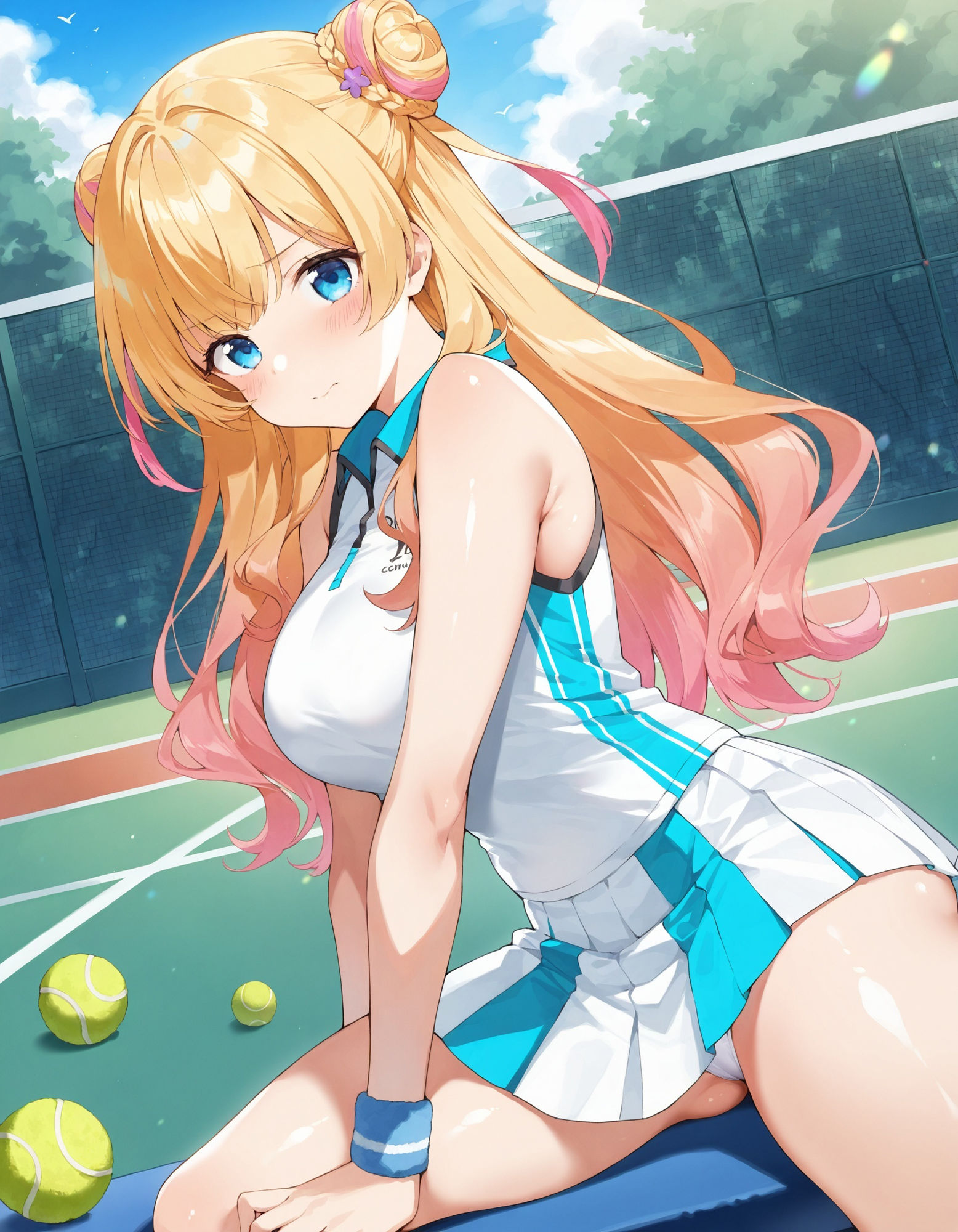 テニスウェアで開脚パンチラ - サンプル画像 8