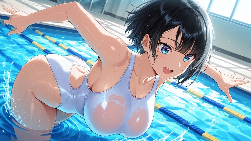 爆乳競泳選手二人が白競泳水着姿で新任コーチの中出し特訓【4K】【FANZA専売】 - サンプル画像 4