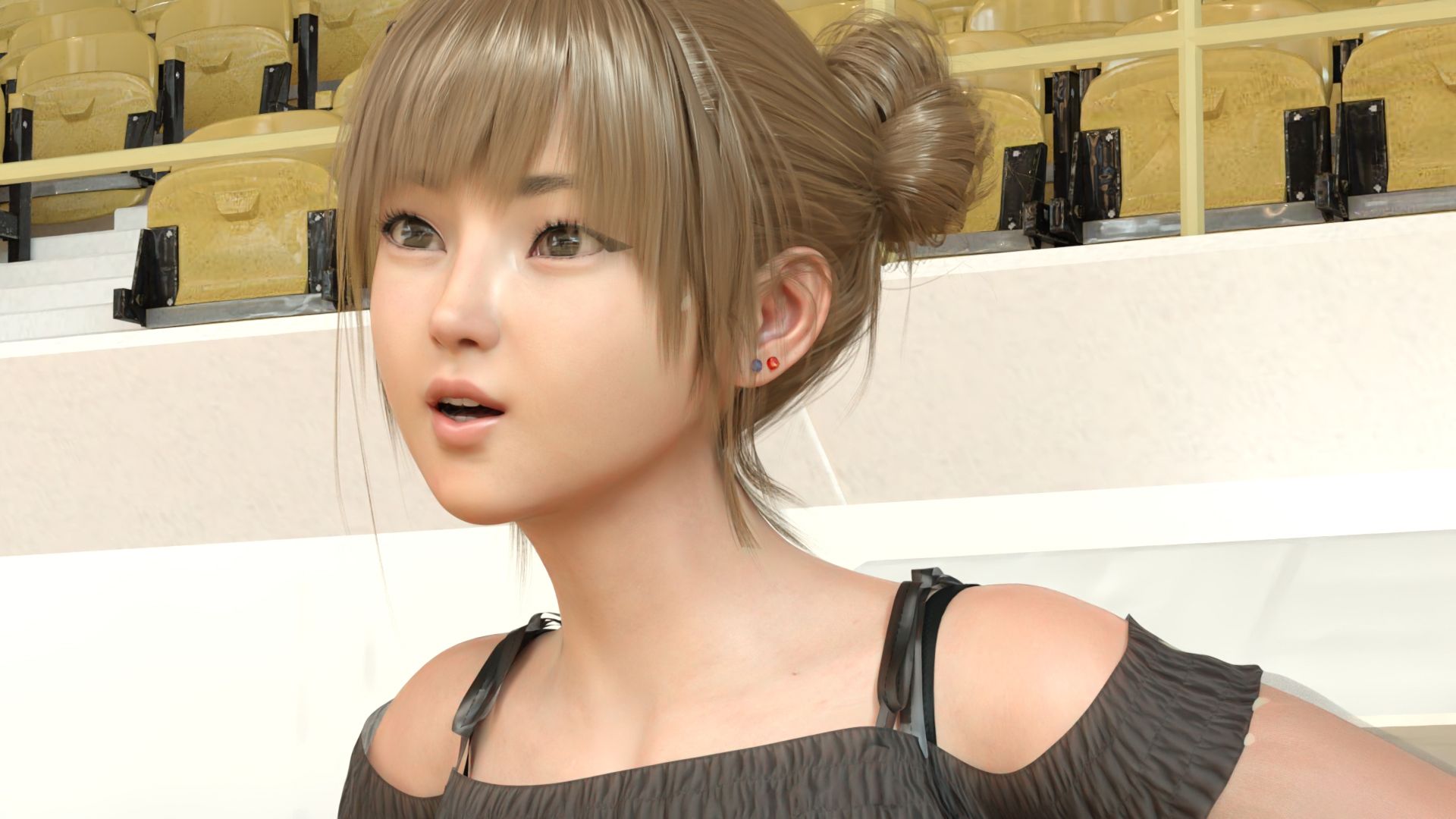 【▲100】生徒会長 一ノ瀬廻里・朝の全校演説後の準備運動『珍粕体操（ちんかすたいそう）』  Vol.002（PV02:ピンクサテン地ストライプパンティ編） - サンプル画像 3