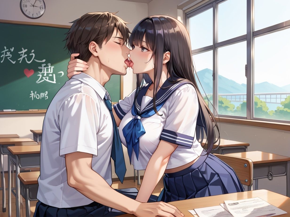 巨乳清楚な女子校生は教室セックスしたい - サンプル画像 1