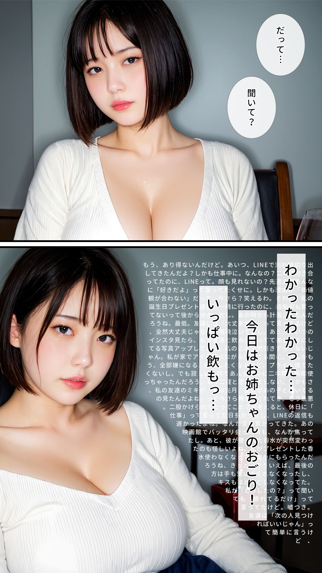 変態姉妹レズビアン 巨乳巨尻の汗だくイチャキスで禁断百合相姦｜クンニ・ディルド・貝合せ｜卑猥モザイク仕様｜最上級AI生成リアル実写系 - サンプル画像 2
