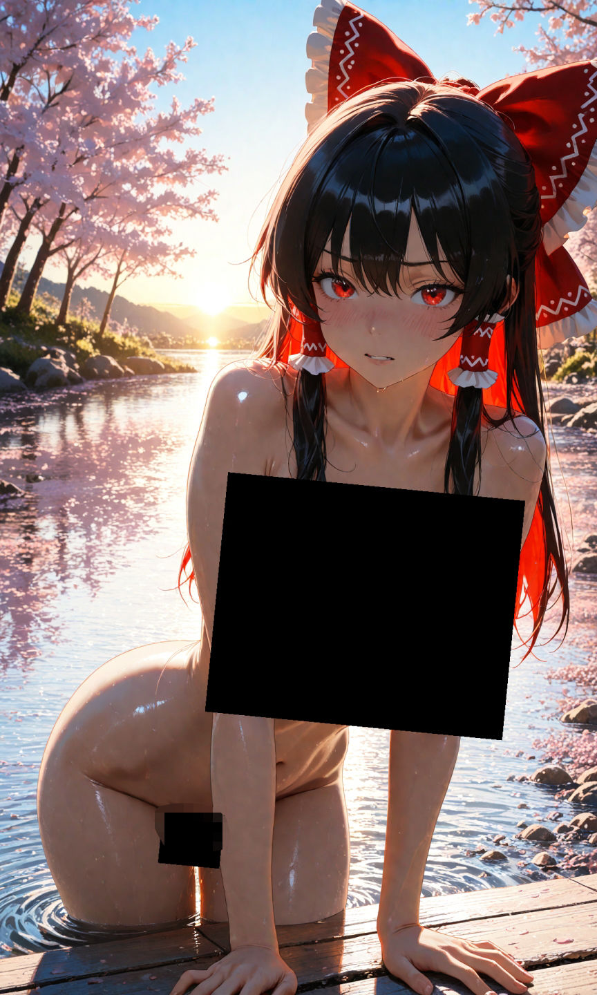 魔理沙は霊夢のえっちな写真を撮りたいようです。vol.32〜春の晴れた朝の川編〜 - サンプル画像 5